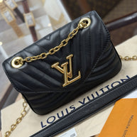 Louis Vuitton New Wave Chain PM Umhängetasche Leder Schwarz Gold M20687