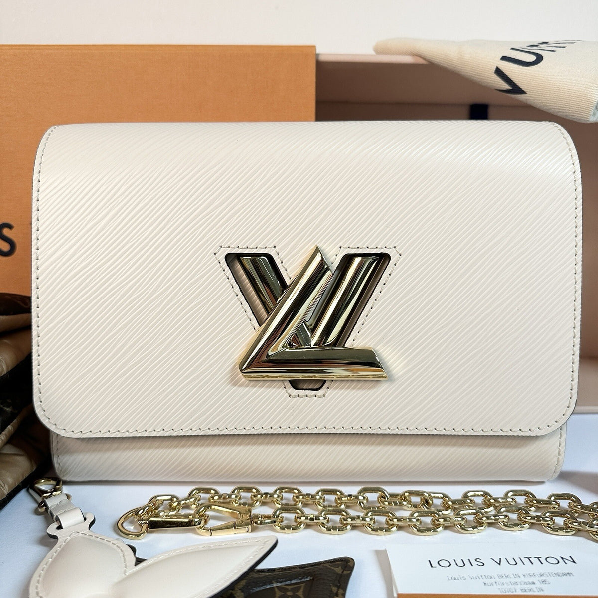 Louis Vuitton Twist MM Pillow ST Creme Epi Leder Original Rechnung Top Zustand