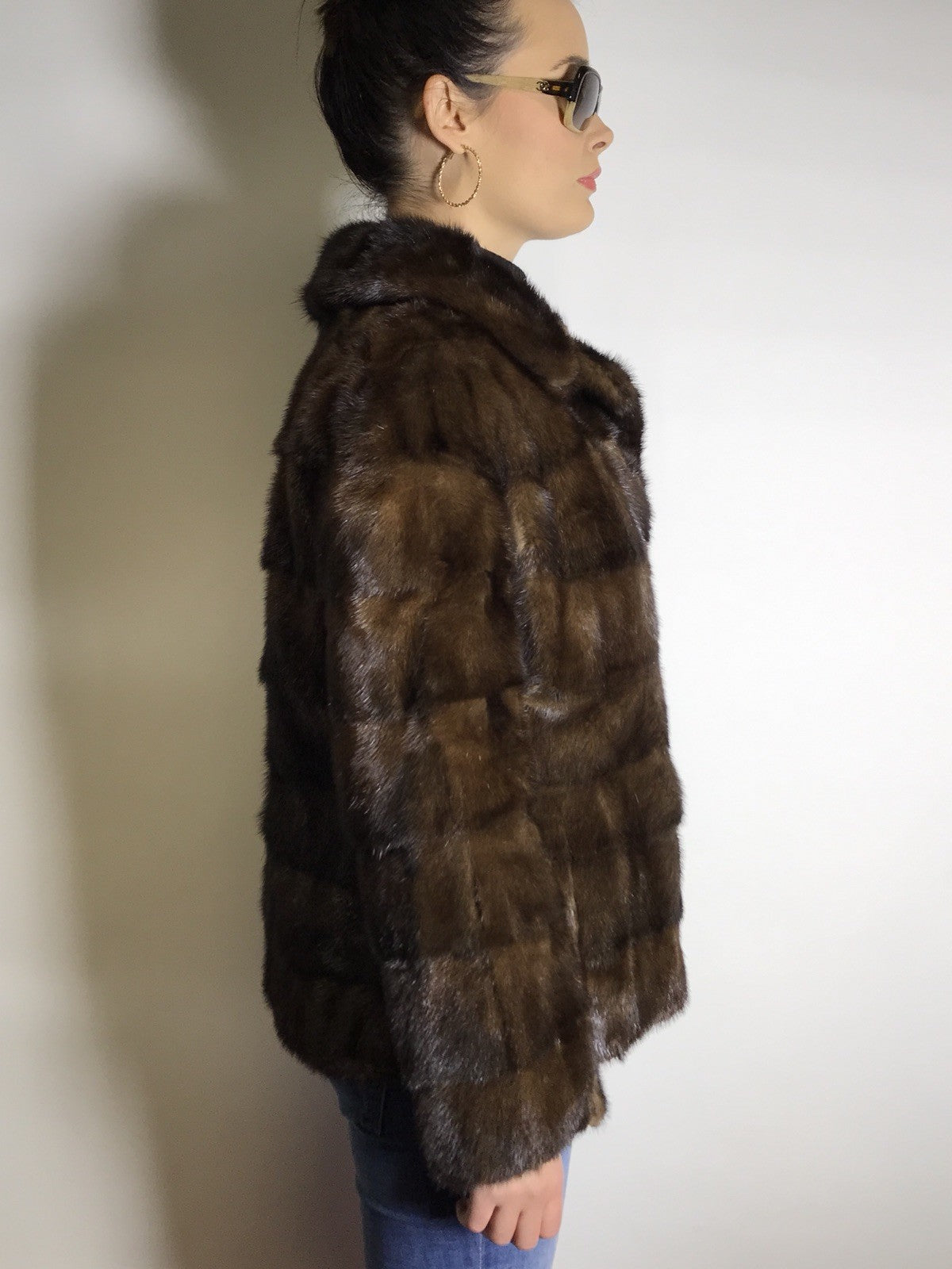Schöne Nerzjacke Querschnitt, dunkelbraun vom Kürschner Gr. 34-36 Damen