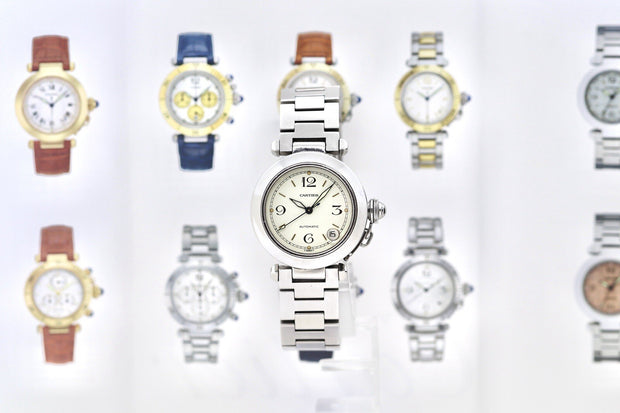 Cartier Pasha Date Automatic Stahl Medium 35mm Luxusuhr Fullset Ref. 2324