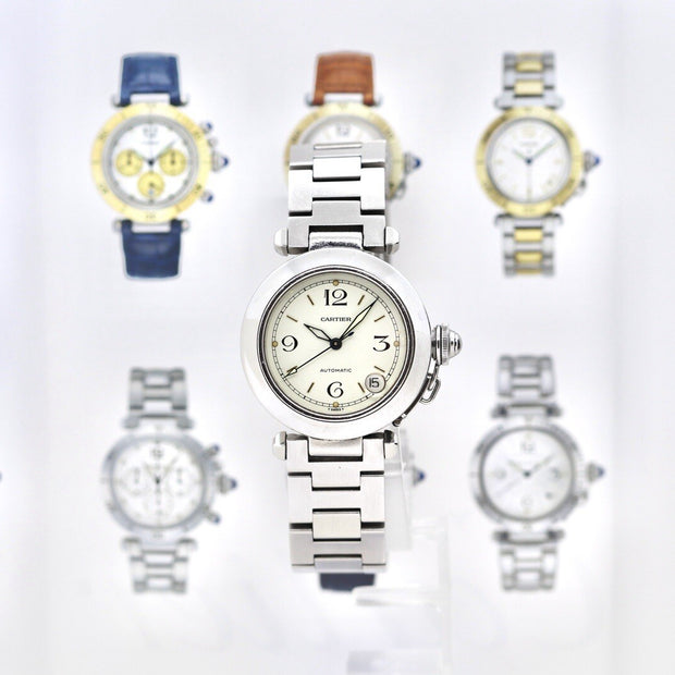 Cartier Pasha Date Automatic Stahl Medium 35mm Luxusuhr Fullset Ref. 2324