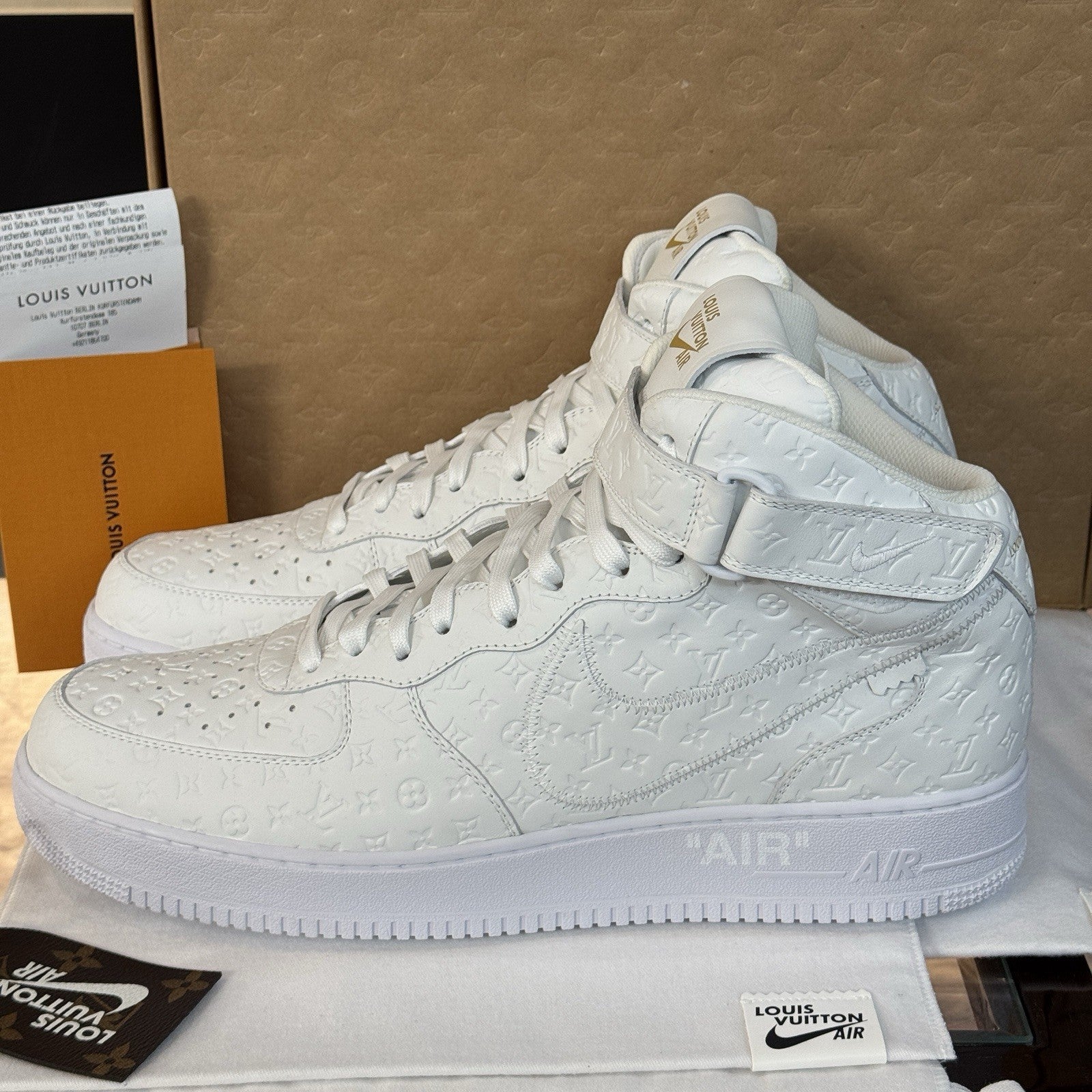 NIKE X LOUIS VUITTON AIR FORCE 1 MID SNEAKER VIRGIL ABLOH OFF-WHITE US 15