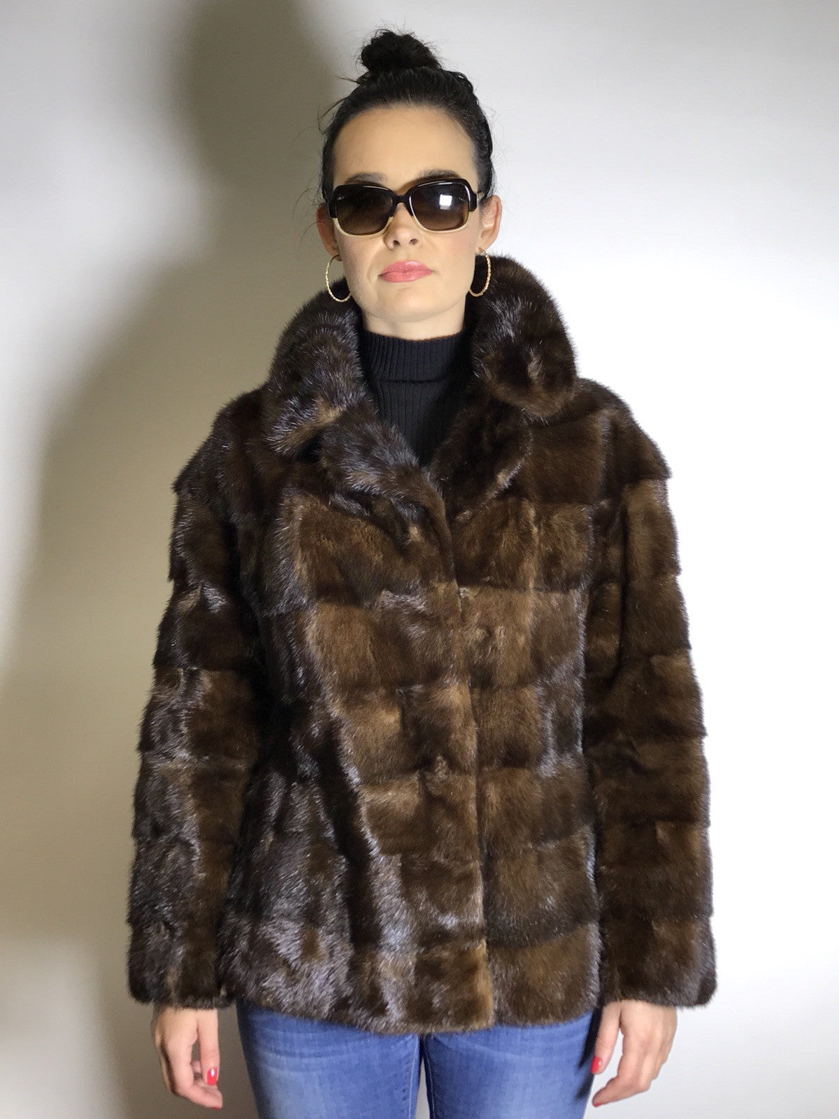 Schöne Nerzjacke Querschnitt, dunkelbraun vom Kürschner Gr. 34-36 Damen