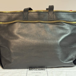 Moschino Rider Shopper XL Tote Bag + Pochette Fantasy Print Black Gold 2023