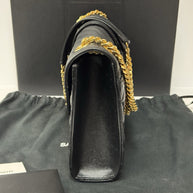 Saint Laurent Envelope Medium gegerbtes Grain De Poudre Leder Schwarz/Gold