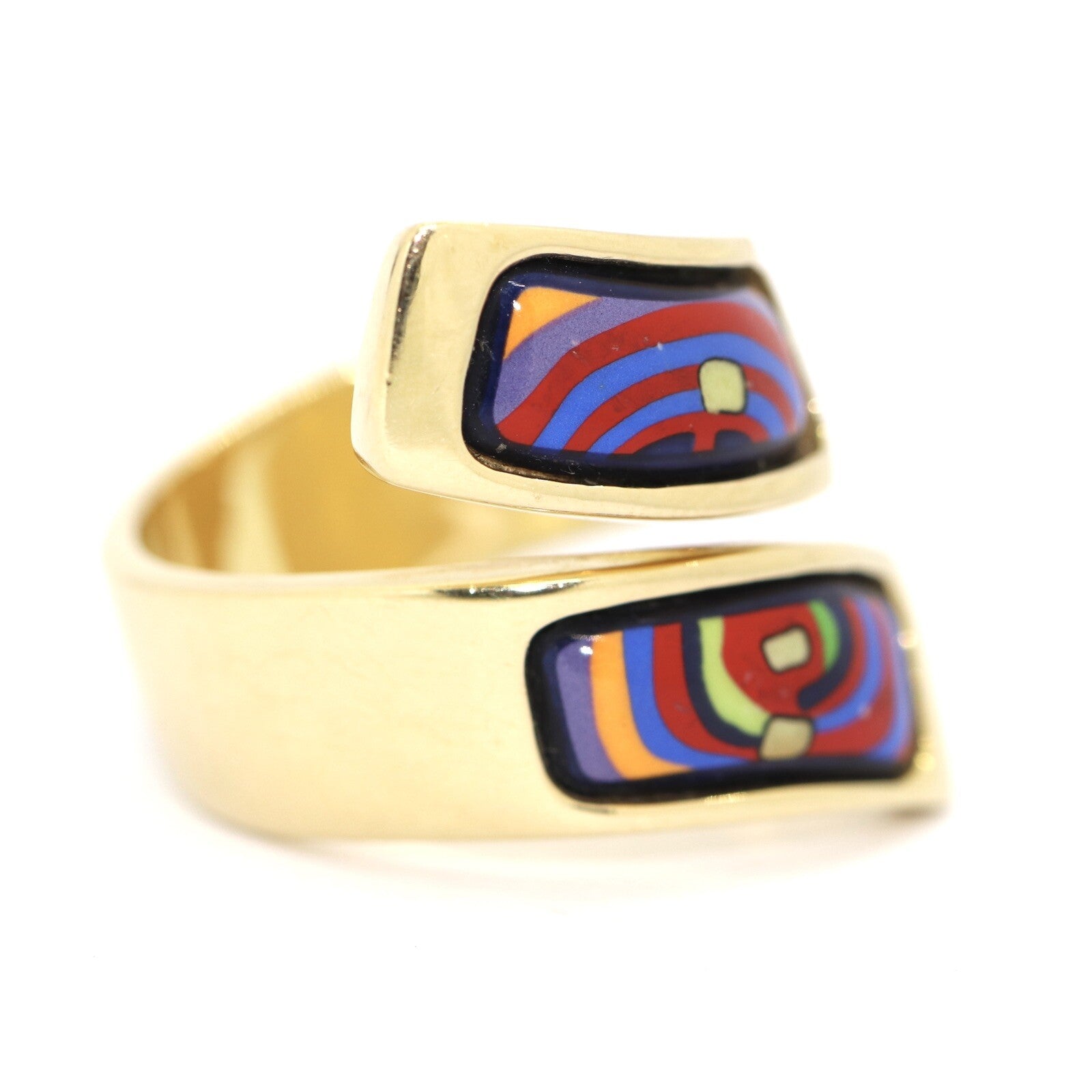 Frey Wille Ring Hundertwasser „Spirals of Life“ 750er 18K Gelbgold & Emaille