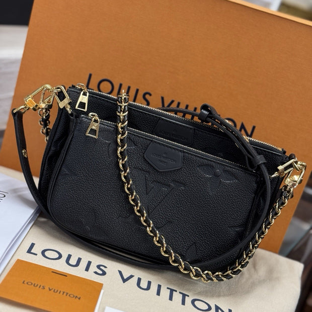 Louis Vuitton Multi Pochette Accessoires Noir Schwarz Empreinte Leder M80399