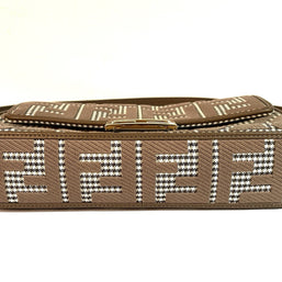 Fendi Baguette Medium Umhängetasche Braun & Gold Wolle Top Zustand