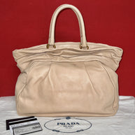 Prada Damen Handtasche Shopper Tote Bag BN1689 Nappa Nappa Frills Cipria Beige
