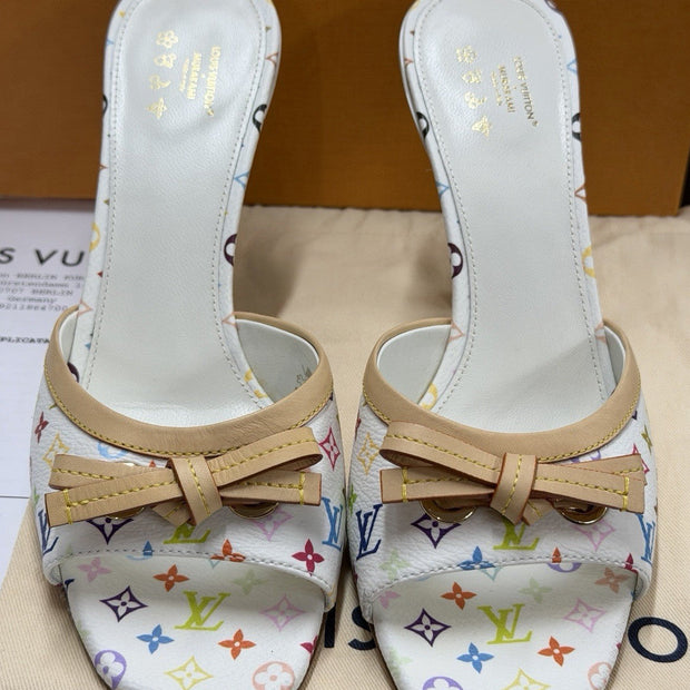 Louis Vuitton LV x TM 6AM Pantolette Weiß Monogram Takashi Murakami