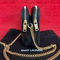 Saint Laurent Becky Double Zip Wallet on Chain kleine Umhängetasche Schwarz Gold