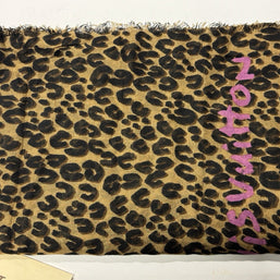 LOUIS VUITTON SCHAL LEOPARD BRAUN PINK KASCHMIR SEIDE TUCH M72215