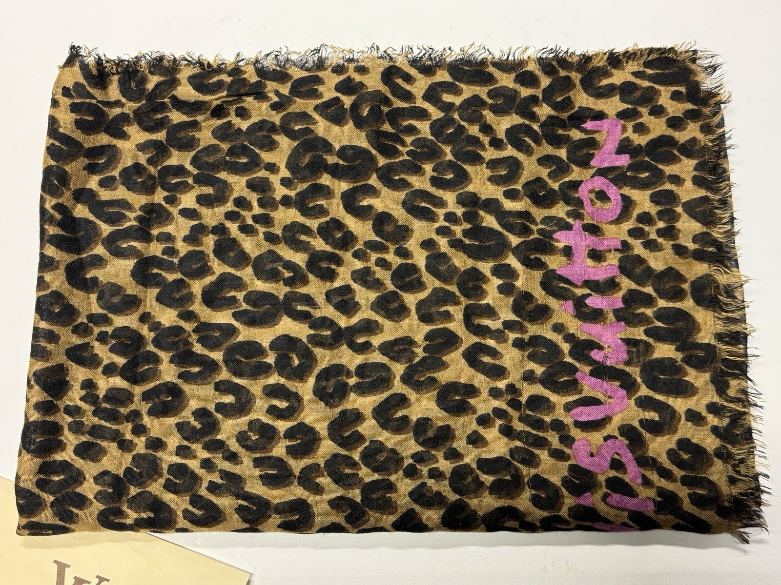 LOUIS VUITTON SCHAL LEOPARD BRAUN PINK KASCHMIR SEIDE TUCH M72215