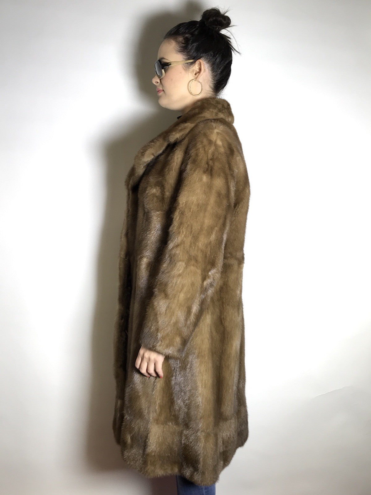 Klassischer Nerzmantel SAGA MINK beige, hellbraun vom Kürschner Gr. 36/38 Damen