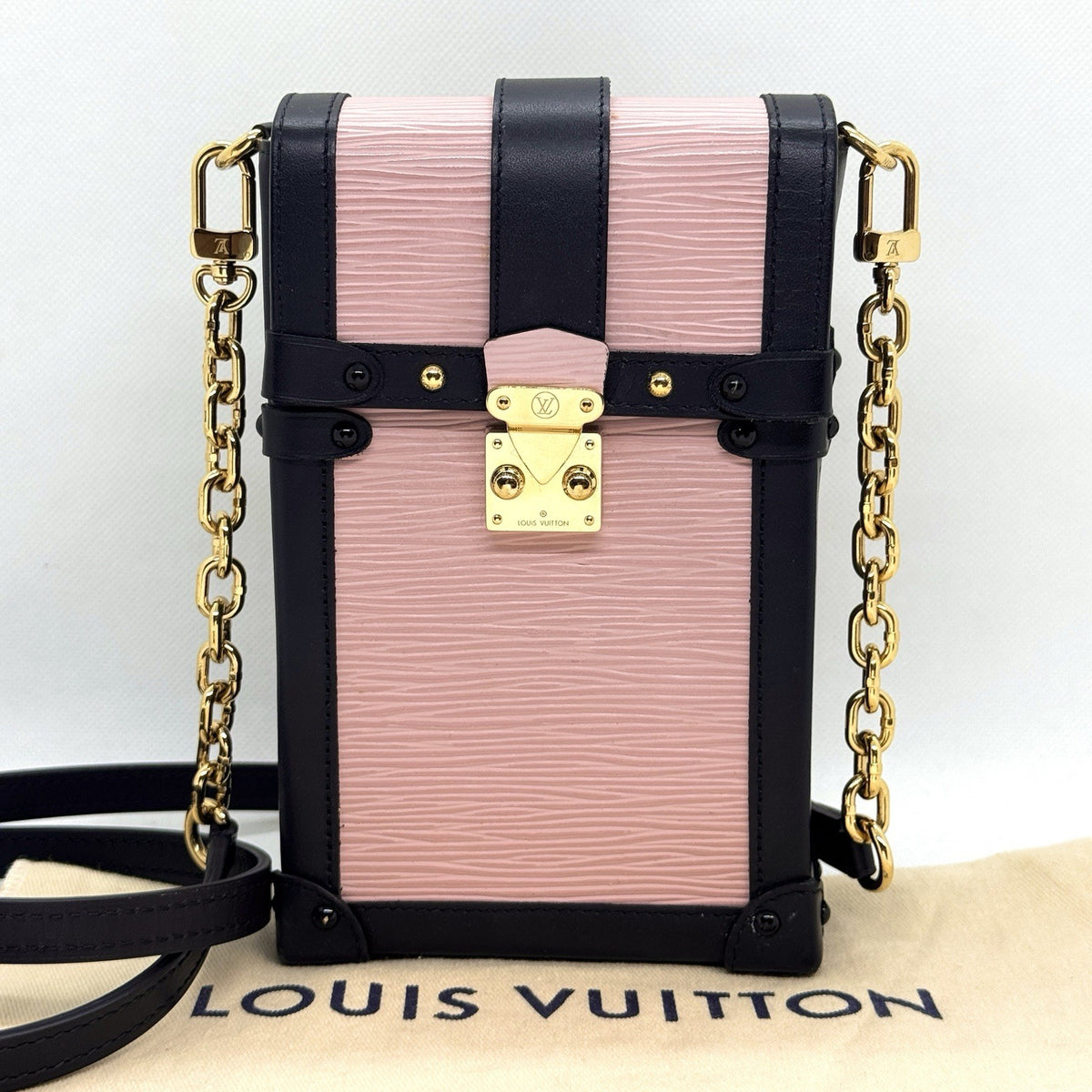 Louis Vuitton Pochette Trunk Vertical Schwarz & Rose Ballerine Epi Umhängetasche