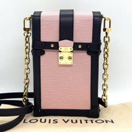 Louis Vuitton Pochette Trunk Vertical Schwarz & Rose Ballerine Epi Umhängetasche
