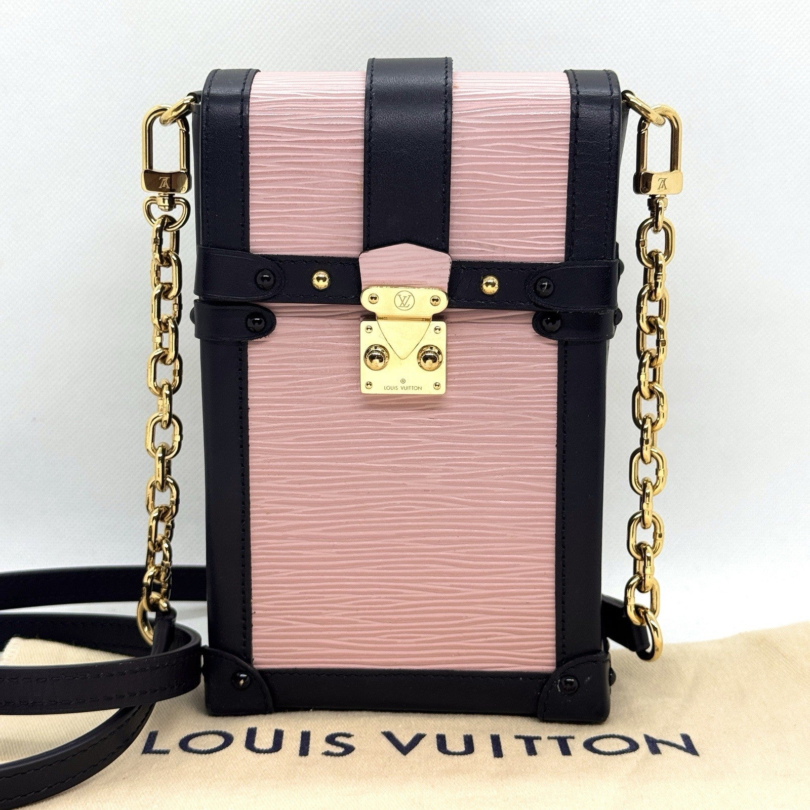 Louis Vuitton Pochette Trunk Vertical Schwarz & Rose Ballerine Epi Umhängetasche