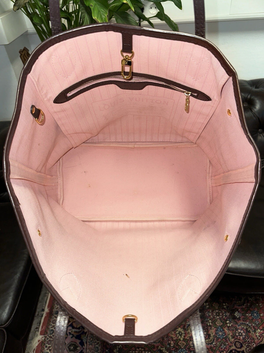 Louis Vuitton Neverfull MM Damier Ebene & Rosa 2016 Shopper Top Zustand