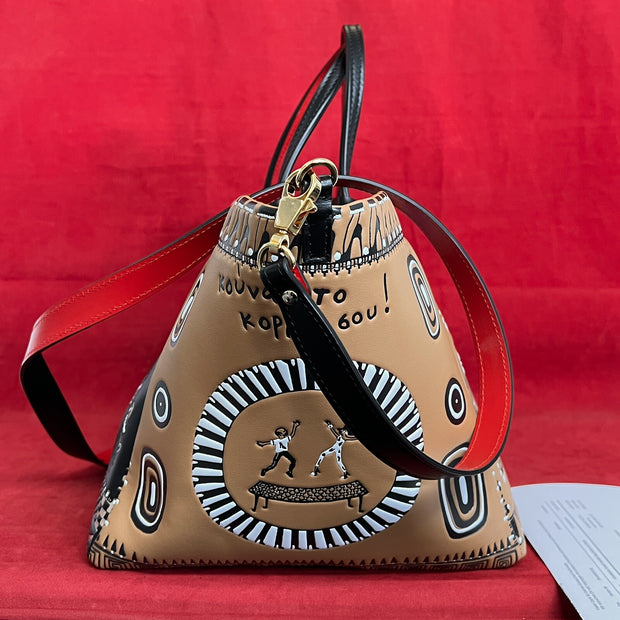 Christian Louboutin Greekaba Tote Trapeze Umhängetasche Leder Braun/Schwarz