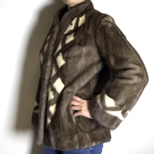 Ausgefallene Saphir Nerzjacke silbergrau, Canada Majestic Mink Gr. 34-36 Damen