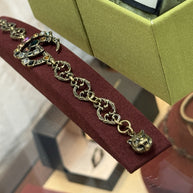 Gucci GG Multicolor Crystal Gemstones Double G Charm Bracelet Armband