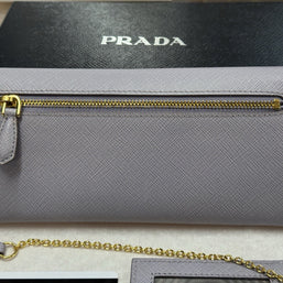 Prada 1MH132 große Geldbörse Portemonnaie Saffiano Metal Leder Violett Glicine