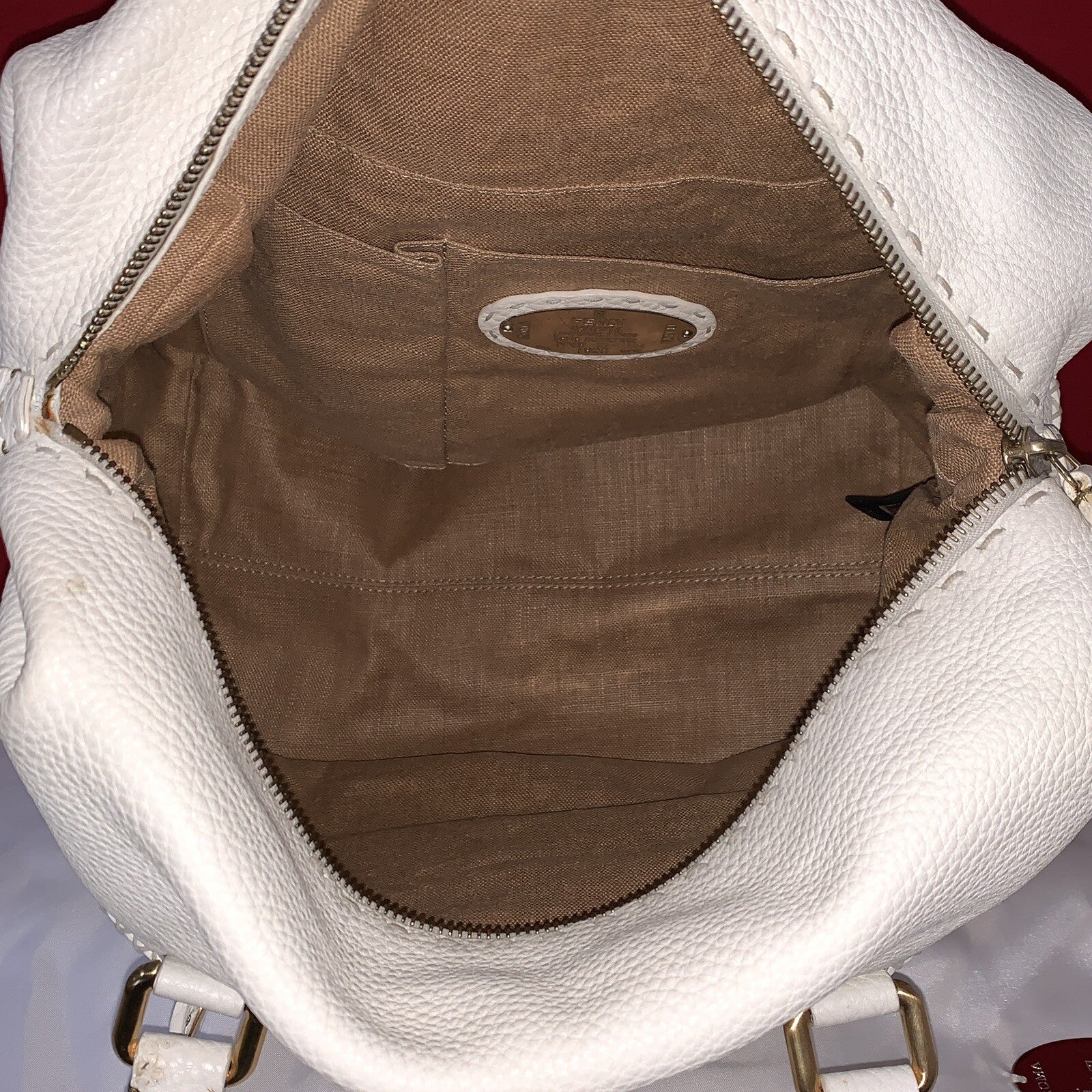 Fendi Selleria Peekaboo Lavorazione a mano Damen Handtasche Weiß Tote Bag