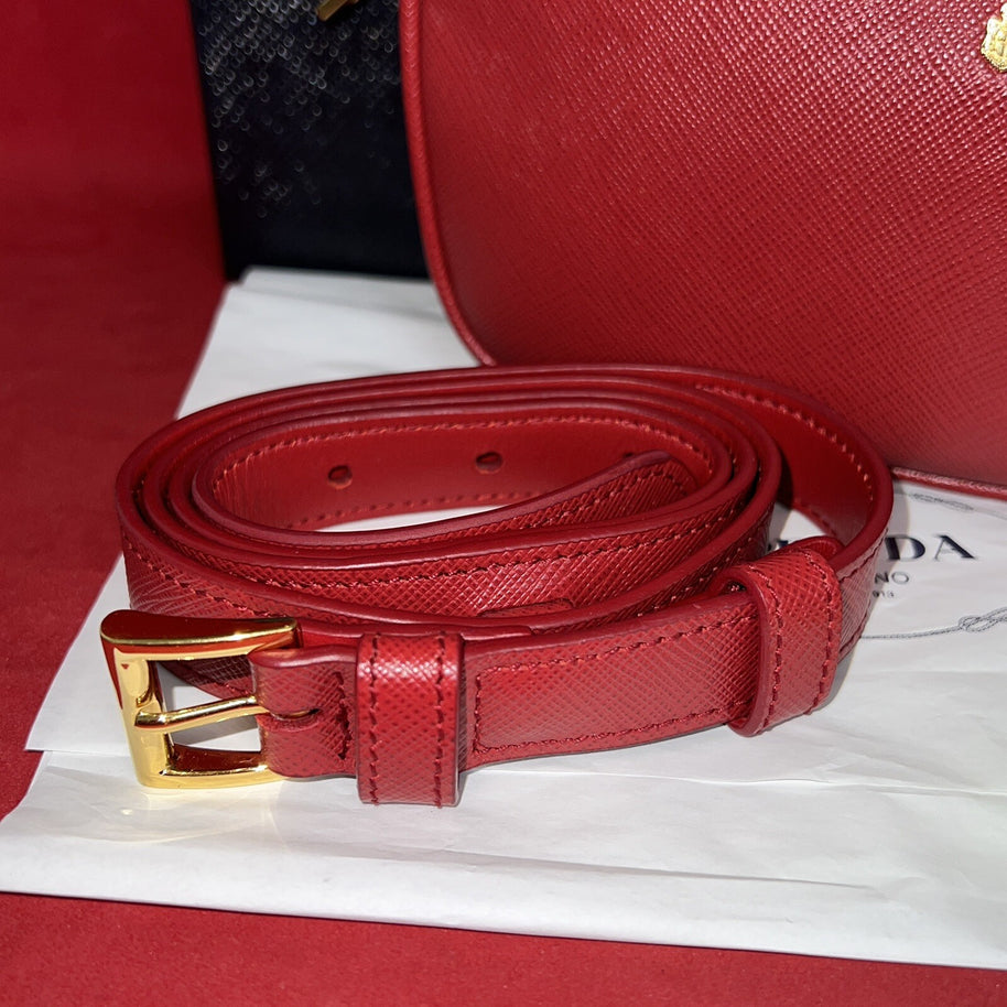 Prada Saffiano Lux Fuoco Rot 1BL007 Bum Bag Belt Gürteltasche Umhängetasche