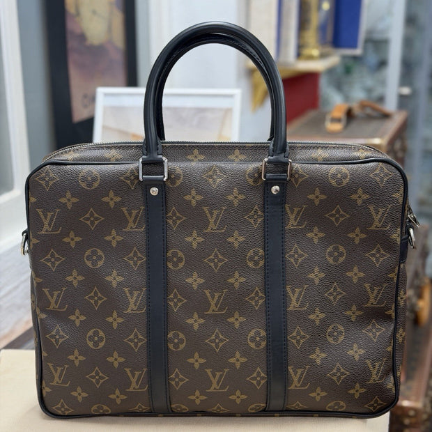 Louis Vuitton Porte Documents Voyage Monogram Macassar Aktentasche