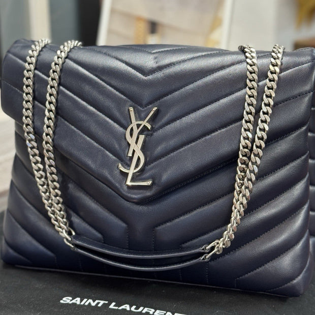 YSL Saint Laurent Loulou Medium Marine Blau Umhängetasche