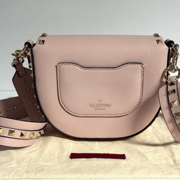 Valentino Garavani Ruckstud Saddle Umhängetasche Rosa Glattleder