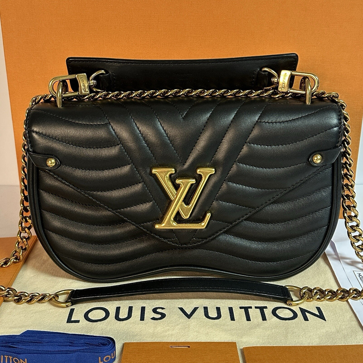 Louis Vuitton M51498 New Wave Chain Bag MM Schwarz Leder Umhängetasche