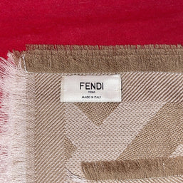 Fendi FF Shawl Wolle & Kaschmir Schal 140x140 cm Schultertuch beige/gold wie Neu