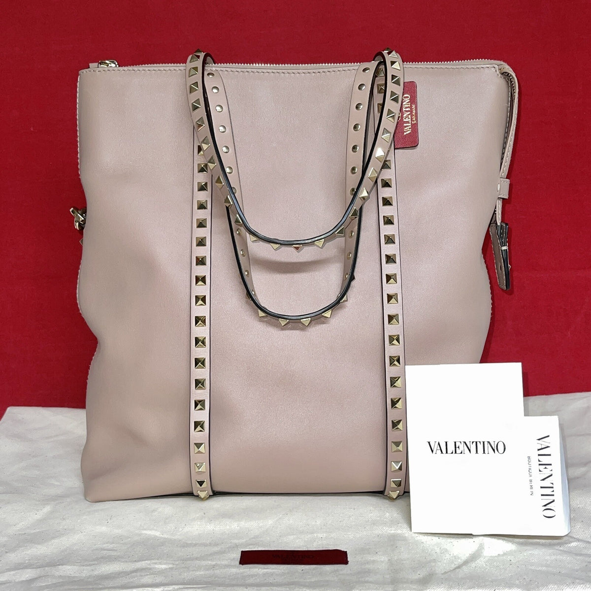 Valentino Garavani Rockstud Double Handle Bag Poudre Damen Handtasche Shopper