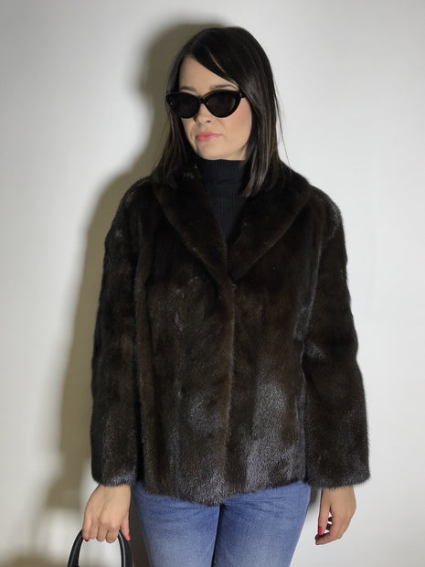 Klassische Nerzjacke dunkelbraun Kürschner Arbeit by WEIDEMANN Gr. 40/42 Damen
