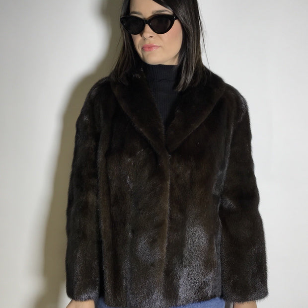 Klassische Nerzjacke dunkelbraun Kürschner Arbeit by WEIDEMANN Gr. 40/42 Damen