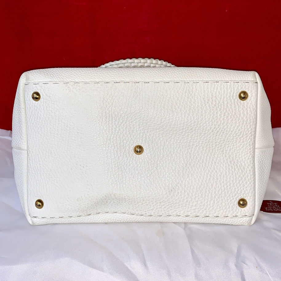 Fendi Selleria Peekaboo Lavorazione a mano Damen Handtasche Weiß Tote Bag