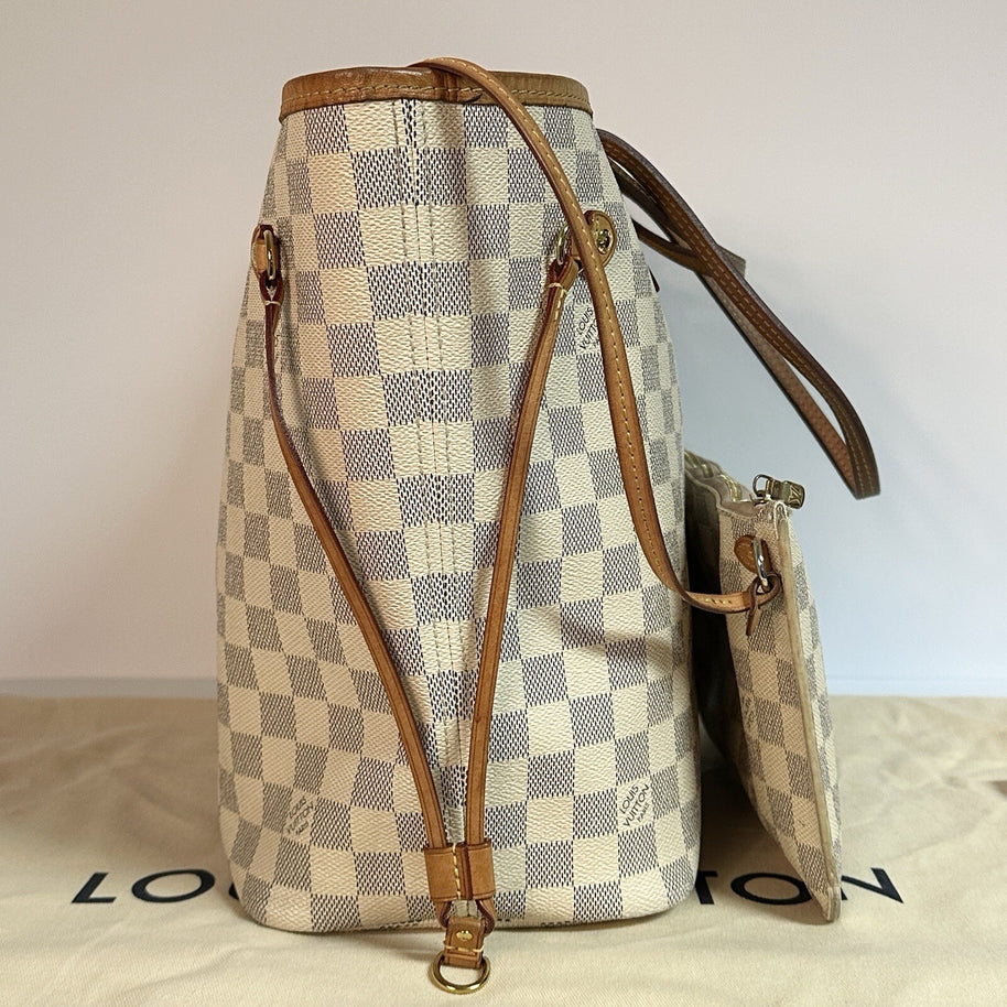 Louis Vuitton Neverfull MM + Pochette Damier Azur 2019 mit Original Rechnung
