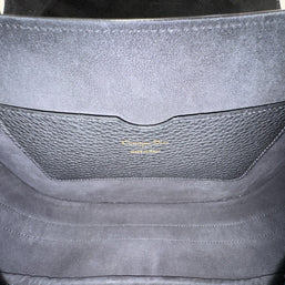 Große Dior Bobby Umhängetasche Genarbtes Kalbsleder Schwarz Dior Oblique Blau