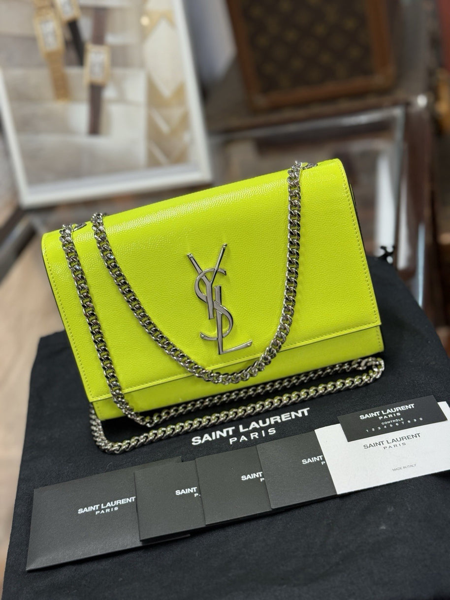 Yves Saint Laurent Kate YSL Summer Edition Neon Gelb Leder Umhängetasche