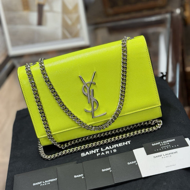 Yves Saint Laurent Kate YSL Summer Edition Neon Gelb Leder Umhängetasche