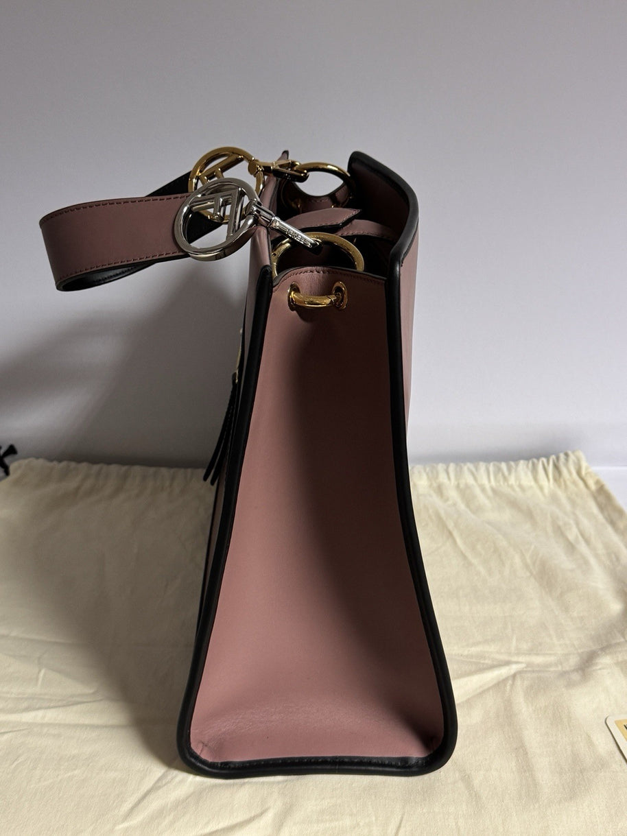 Fendi Runaway Handtasche Medium Bicolor Rose & Schwarz Leder Tote Bag