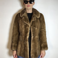 Moderne Nerzjacke hellbraun Sonderanfertigung vom Kürschner Gr. 34/36 Damen