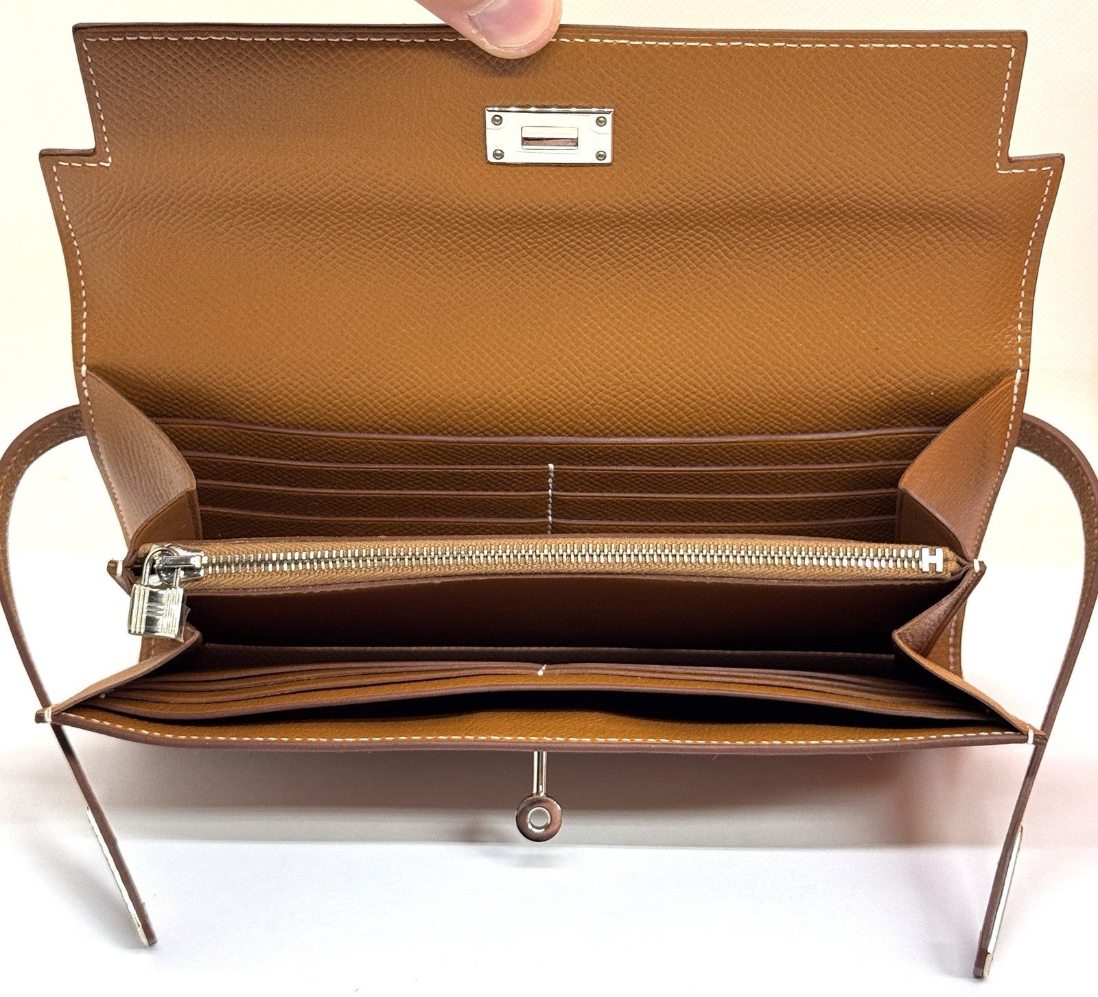 Hermes Kelly To Go Wallet Long Epsom Gold Braun Palladium Portemonnaie 2018