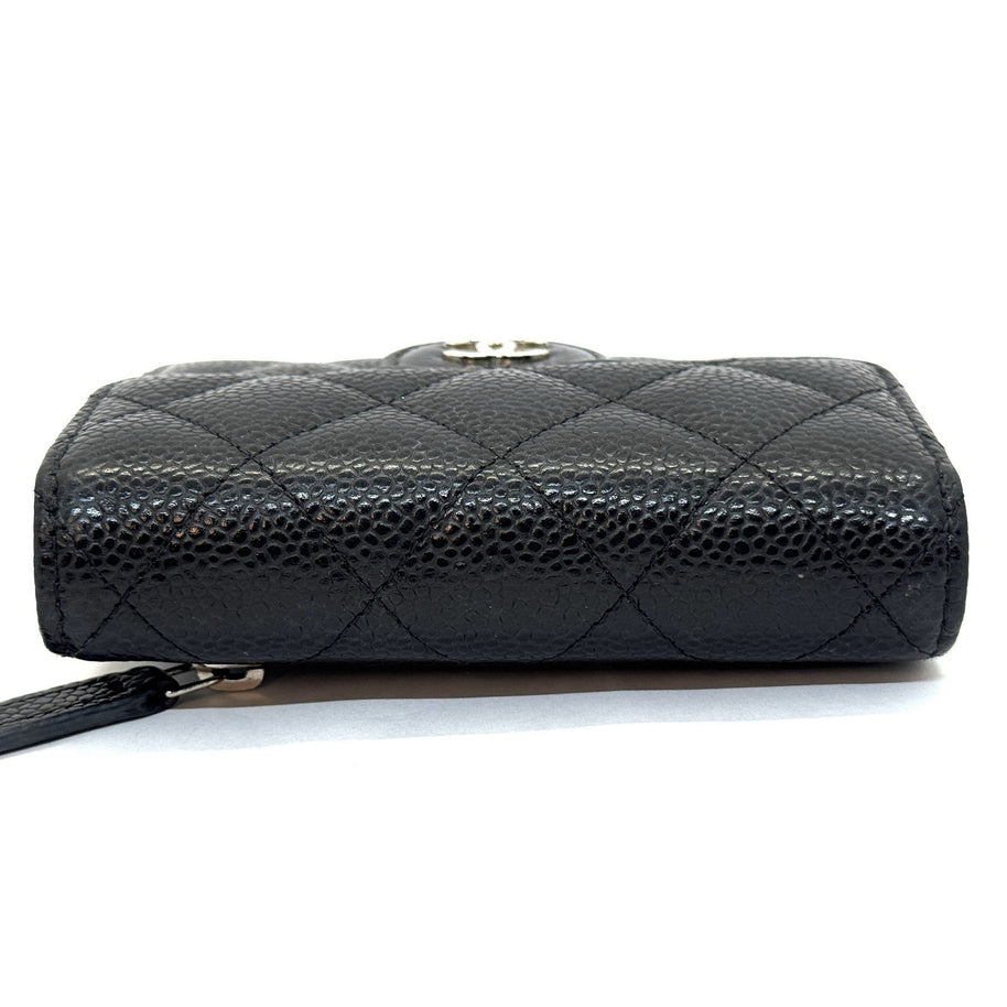 Chanel Trifold Flap Wallet Portemonnaie Caviar Leder Schwarz & Silber 2021