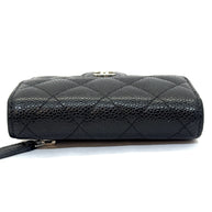 Chanel Trifold Flap Wallet Portemonnaie Caviar Leder Schwarz & Silber 2021
