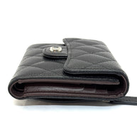 Chanel Trifold Flap Wallet Portemonnaie Caviar Leder Schwarz & Silber 2021
