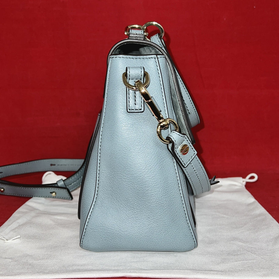 Chloé Faye Damen Umhängetasche Blau Leder Shoulder Bag Cloudy Blue