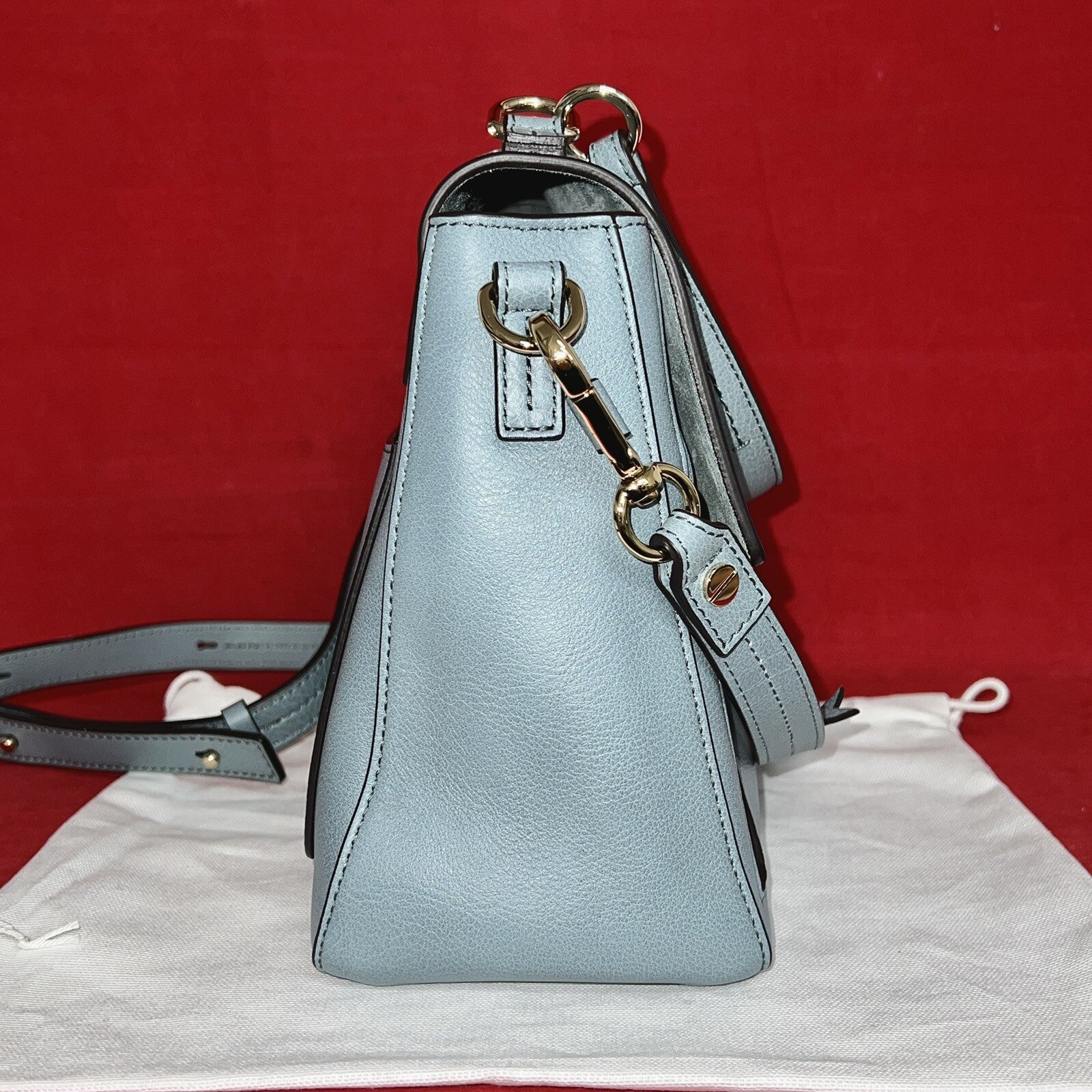 Chloé Faye Damen Umhängetasche Blau Leder Shoulder Bag Cloudy Blue