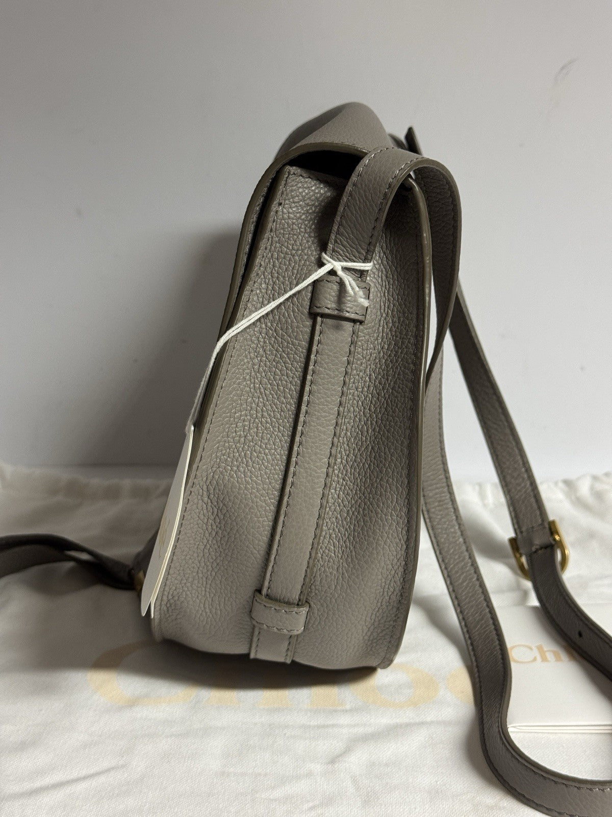 Chloé Marcie Medium Saddle Bag Cashmere Grey Umhängetasche Grau NEU